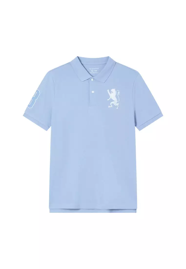 Men's Lion Embroidery Slim Short Sleeve Polo 01016222