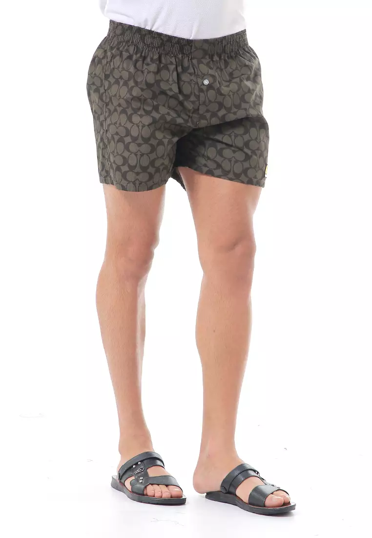 Grissham Celana Pendek Pria Short Boxer Printing Motive Material Cotton ORIGINAL - Dark Green