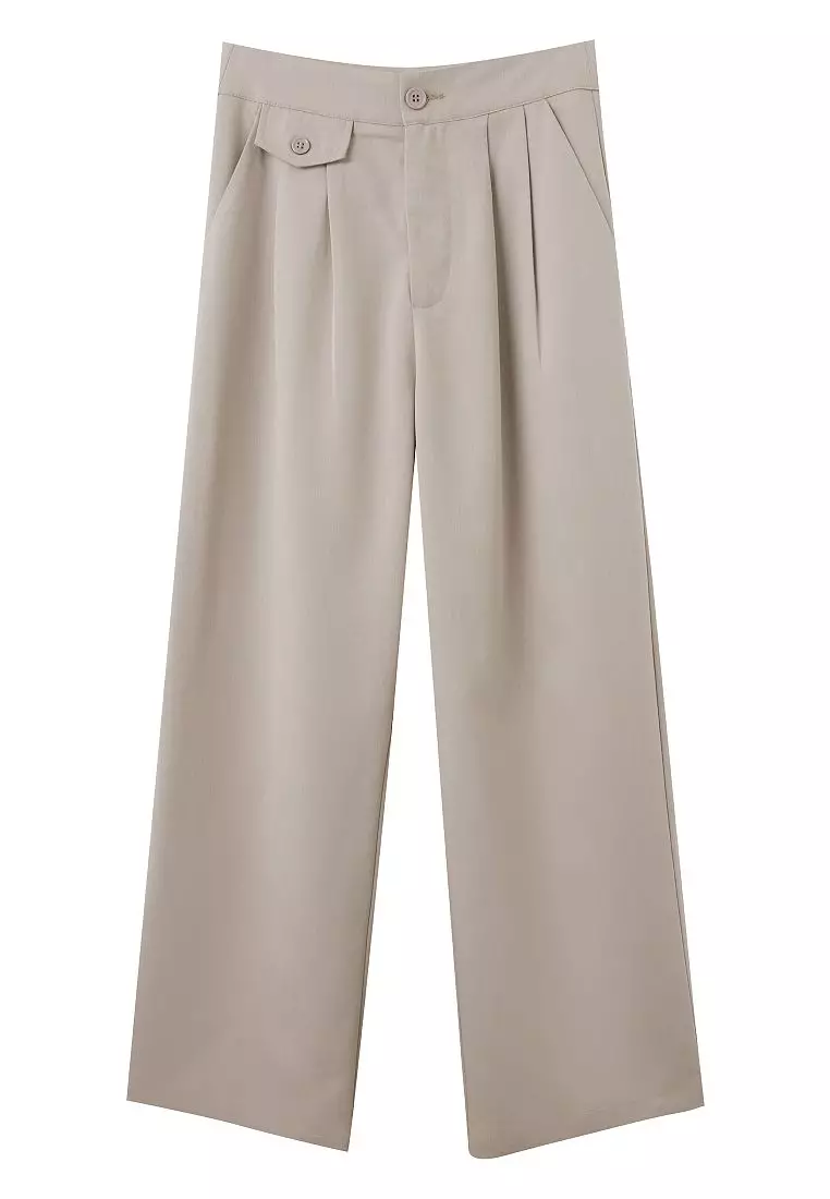 造型口袋打褶直筒西裝褲《BA6851》