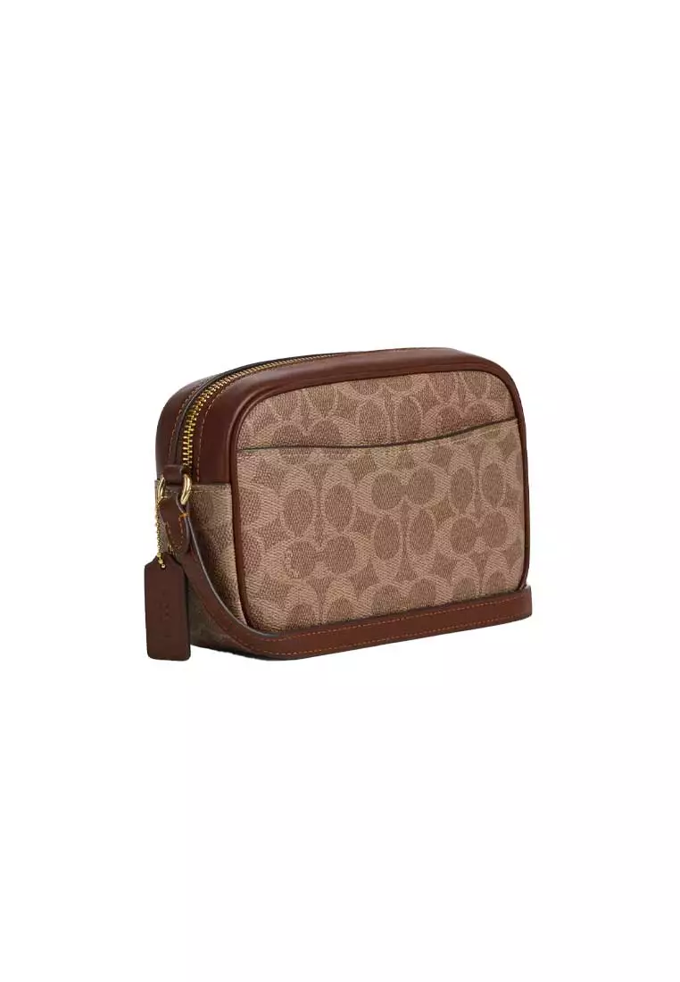 Mini Jamie Camera Bag In Signature Canvas Tan/Brown CY752