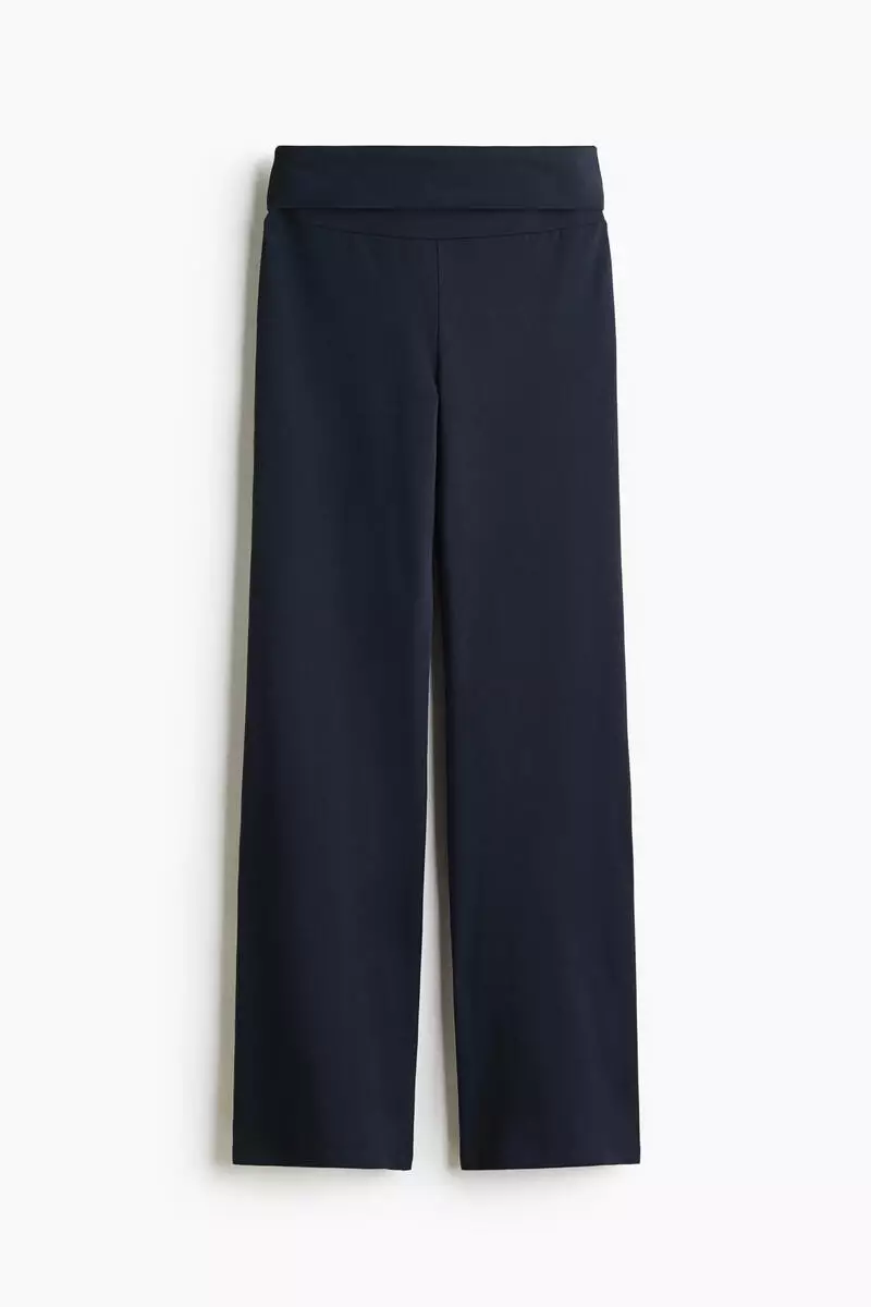 Foldover-waist cotton trousers