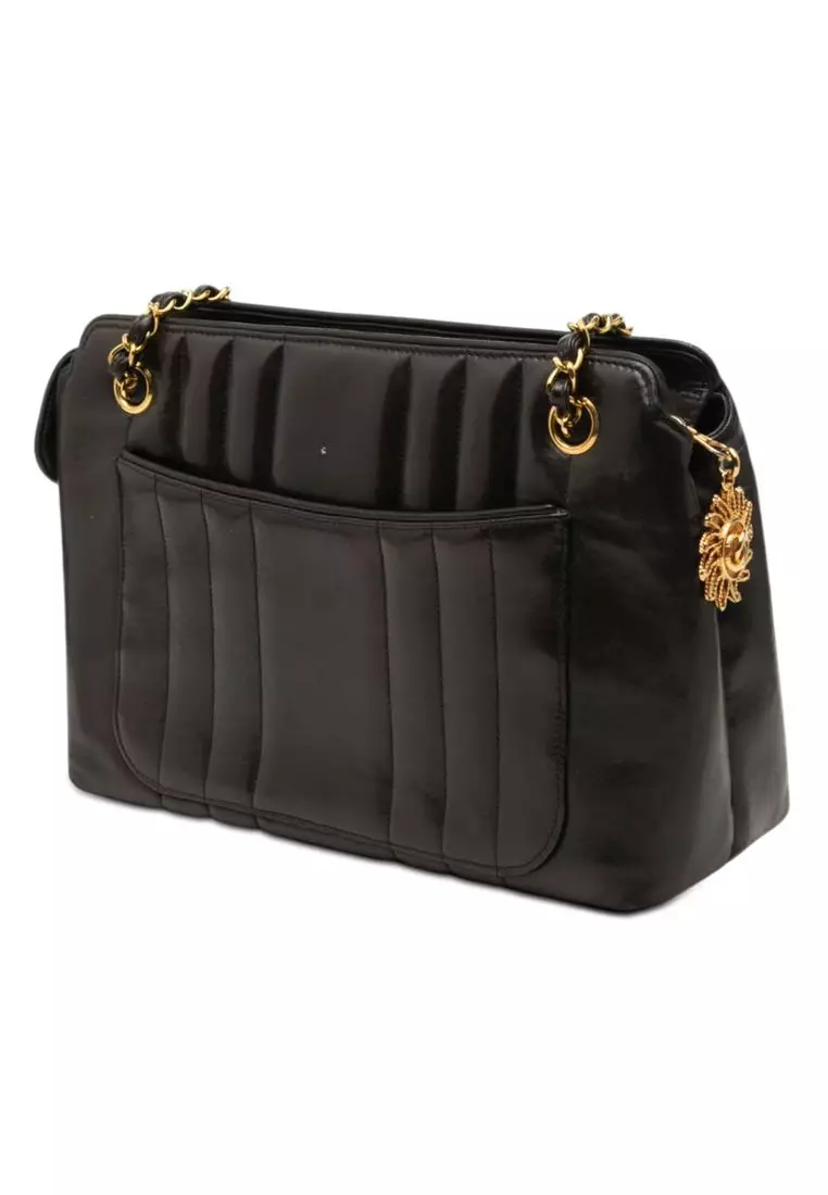 Pre-Loved Chanel Cc Vertical Quilt Lambskin Medallion Shoulder Bag