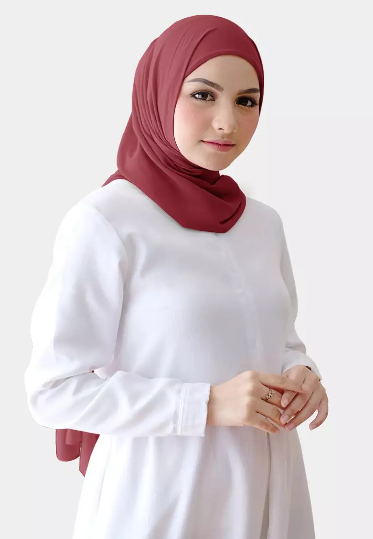 Pashmina Inner Instan 2in1 Ceruty Baby Doll - Red Velvet