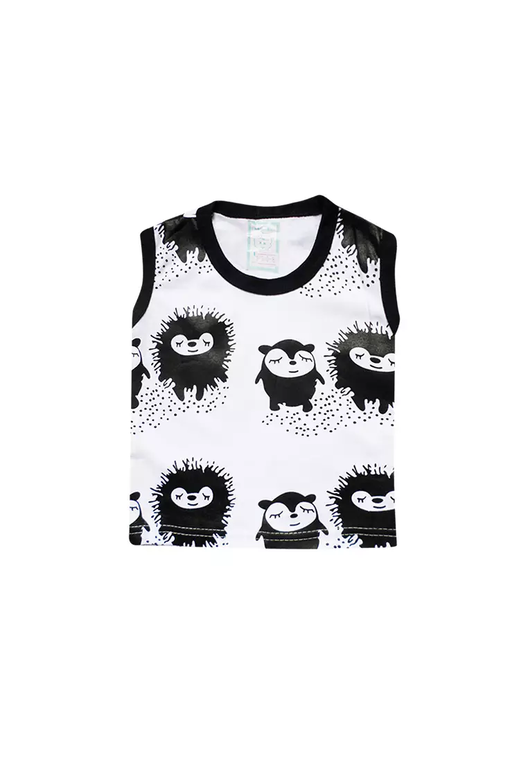 Skabe Pakaian Bayi Anak Laki Laki Baju Atasan Singlet Motif Monster Setelan Celana Kaos Full Print All Size Baby Putih Usia 0 Sampai 6 Bulan 3308 Everyday