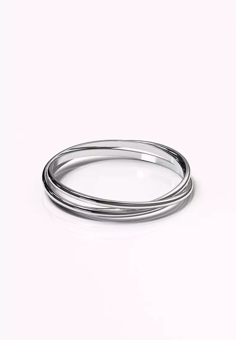Solid 925 Sterling Silver 3 in 1 Interlink Wedding Ring