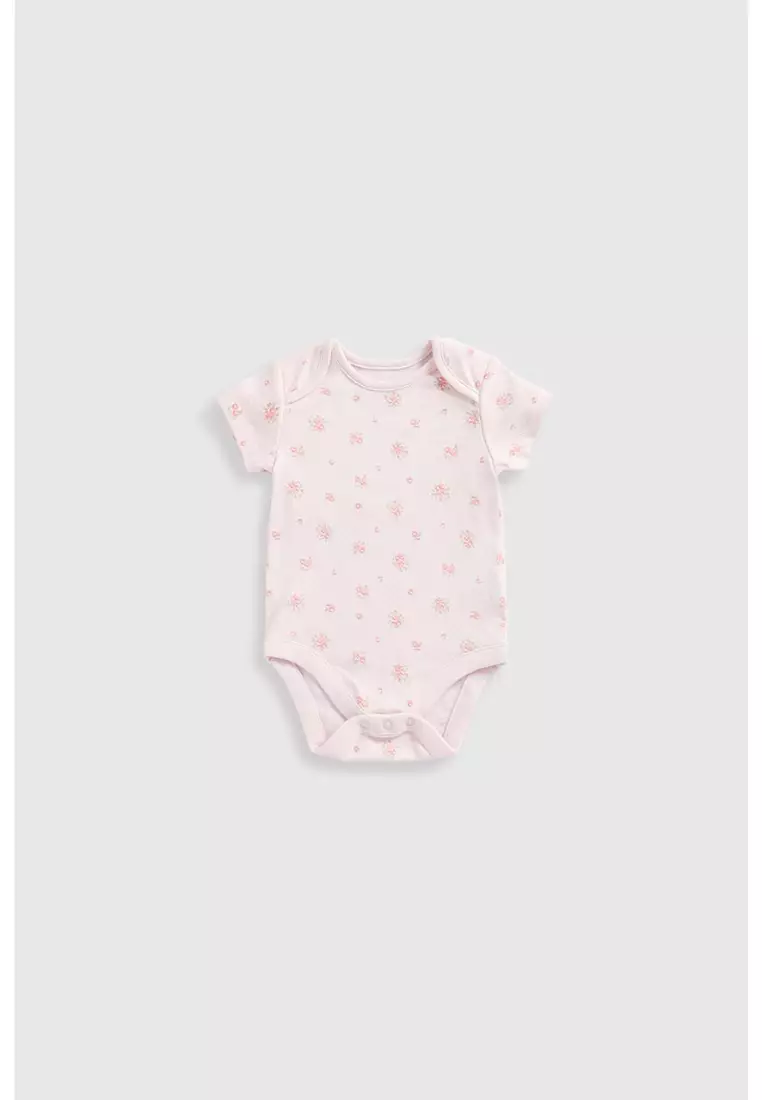 Floral Bunny Short-Sleeved Bodysuits - 5 Pack