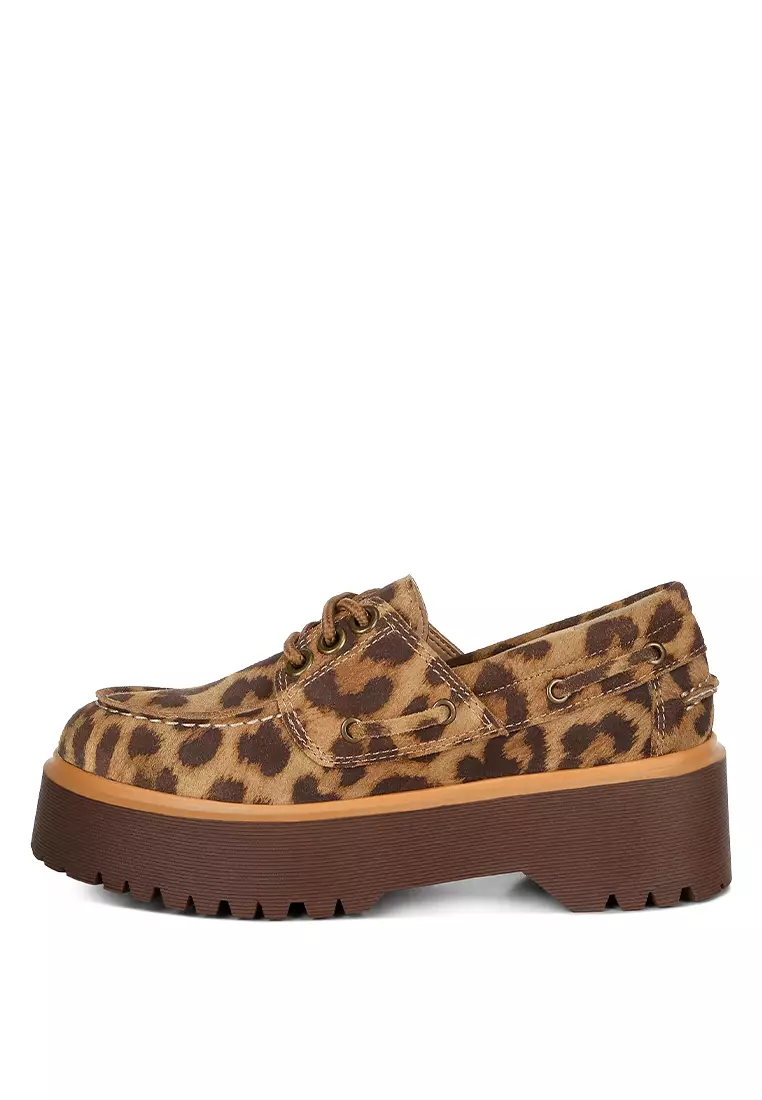 Leopard Print Suede Oxford Loafers