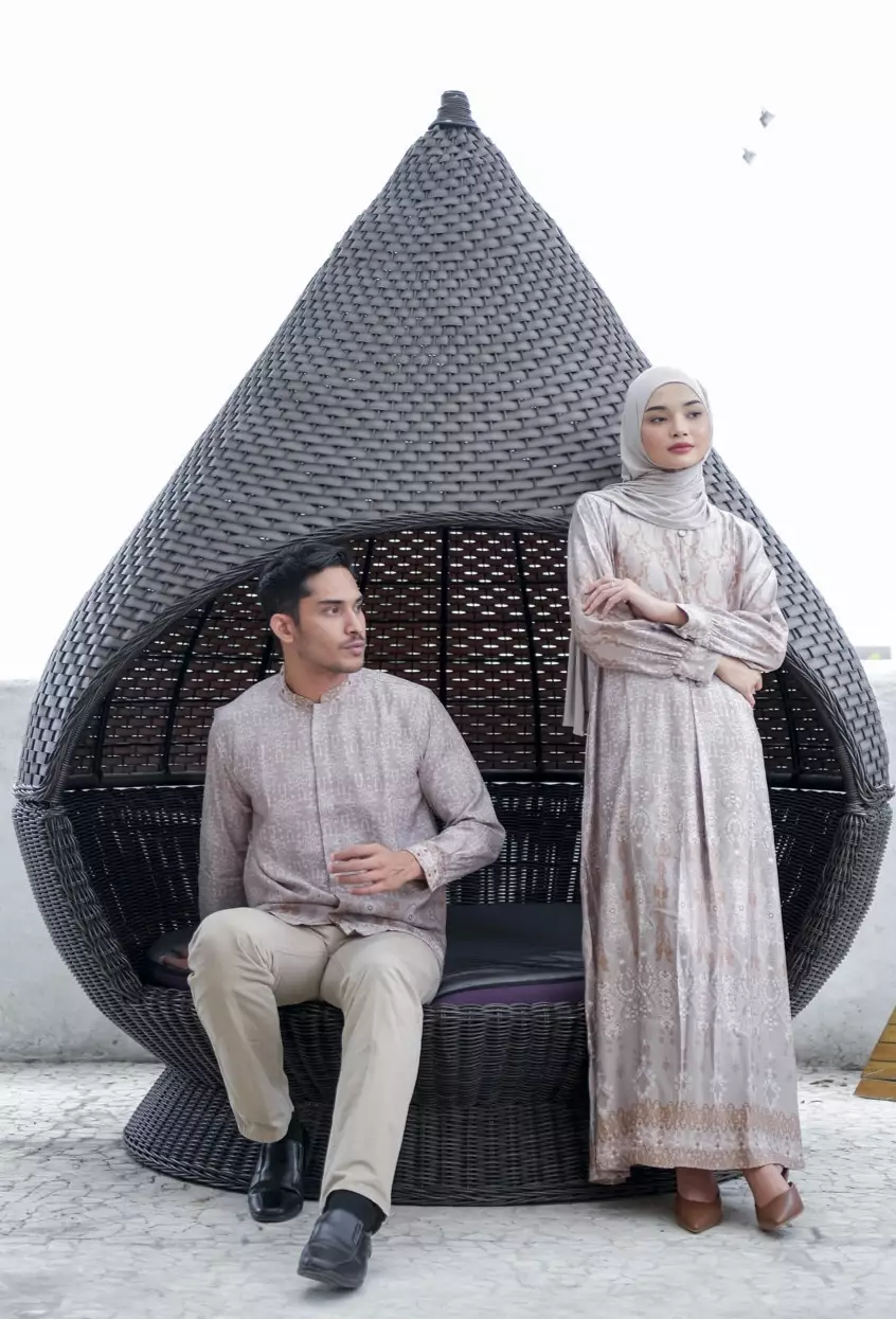 Mahalaya Pink Kemeja Pria  Koko Panjang Furing