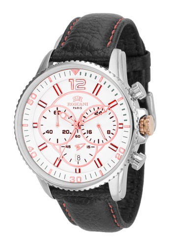 Roscani silver Roscani Cole 968 (Chronograph + WR 10ATM) Stainless Steel Red Leather Men Watch E3031AC22B396AGS_1