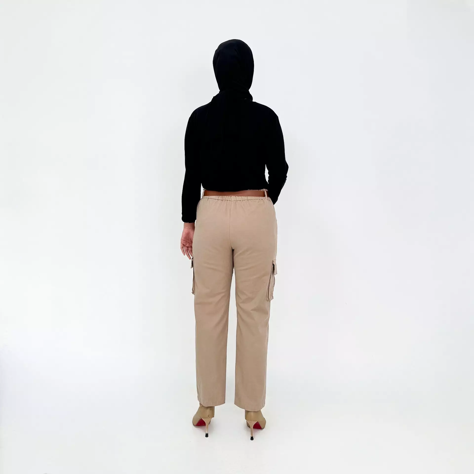 Celana Panjang Katun Wanita - Long Pant Twill Cargo - COKLAT ABU