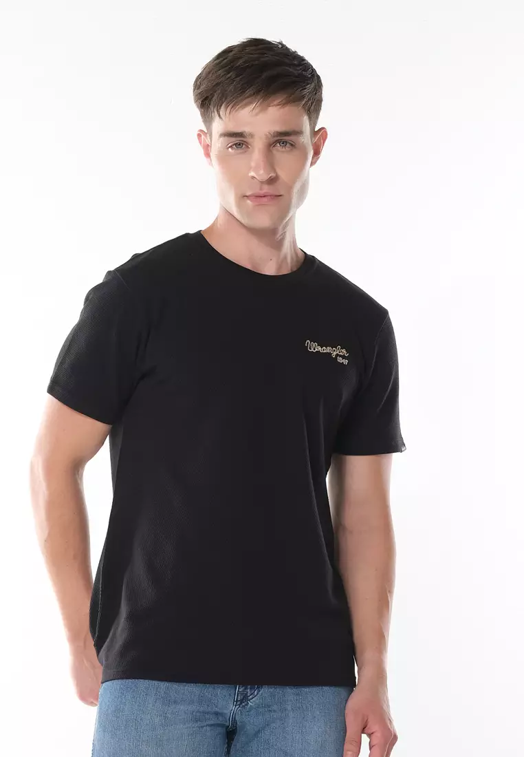 Plain Logo T-Shirt for Men in Black Color