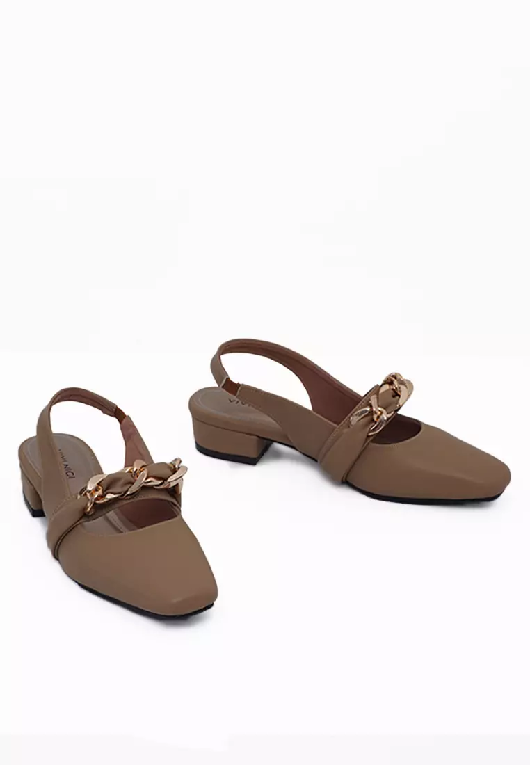 VIVI NICI - Reine Sepatu Sandal Mules Hak 3 Cm Milk Coffee