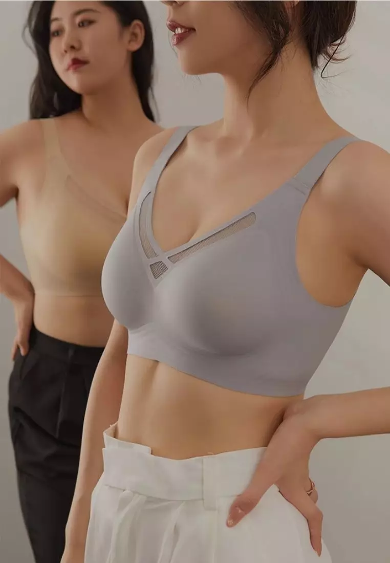 2 Pack Premium Bella Plus Size Seamless Wireless Paded Push Up Bra in Nude and Black