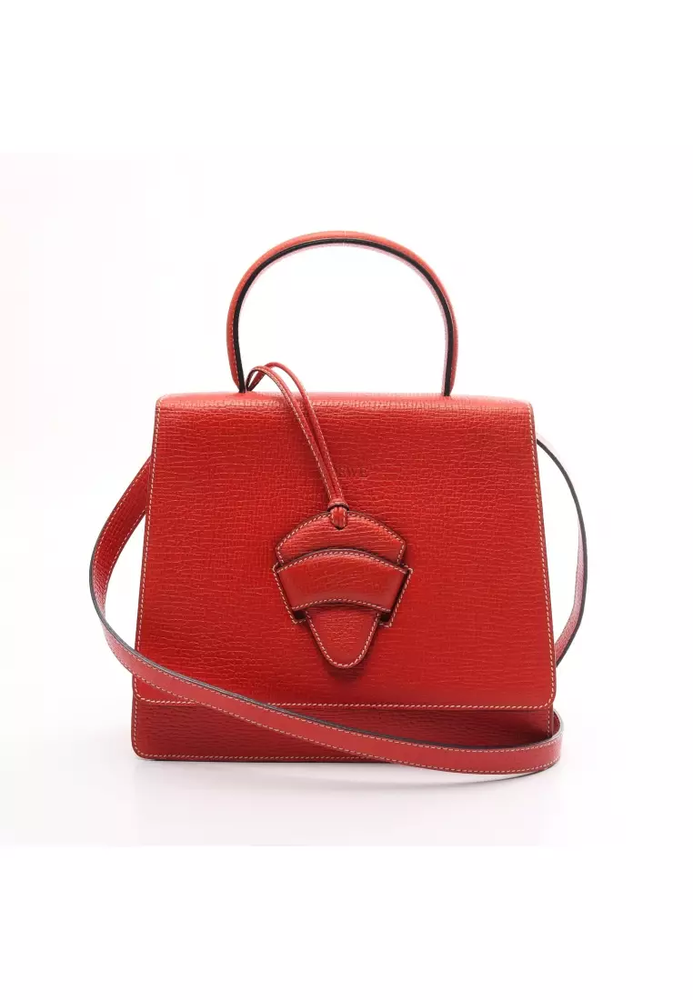 LOEWE Pre loved LOEWE BARCELONA Barcelona Handbag leather Red 2WAY