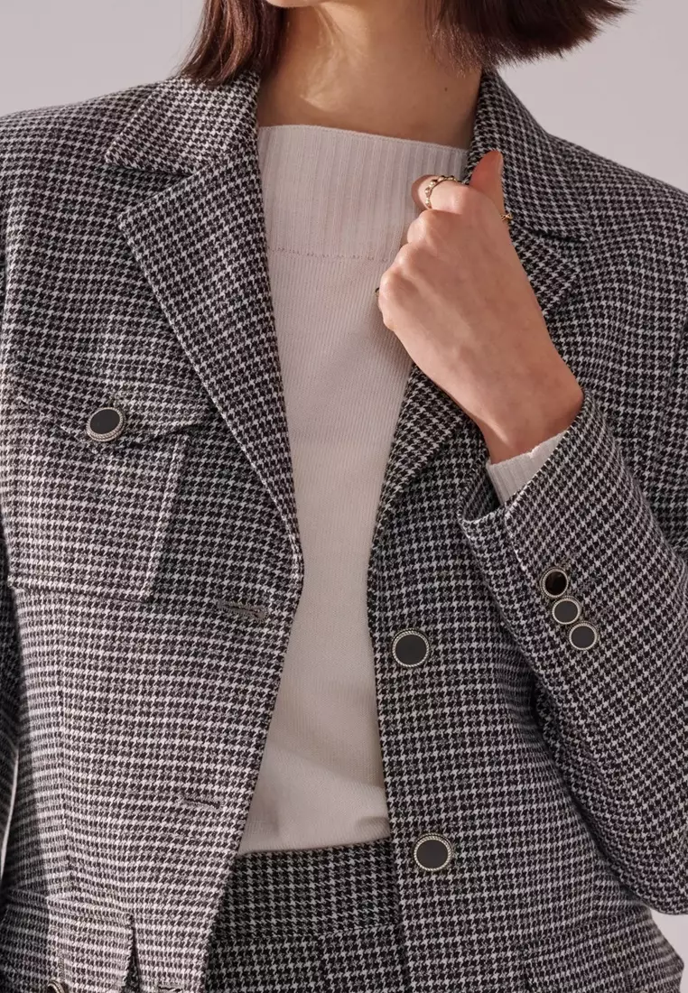Monochromatic Houndstooth Notch Lapel Suit
