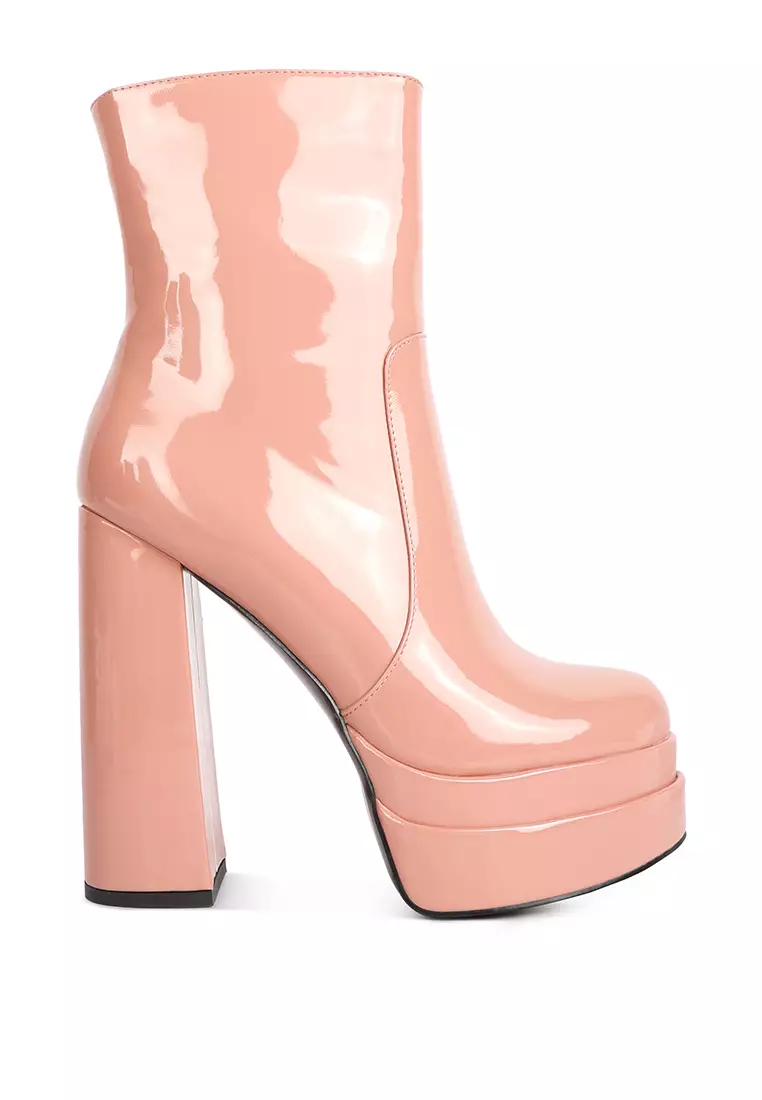 Discount on London Rag  shoes - SKU: Pink Patent Pu High Heel Platform Ankle Boots