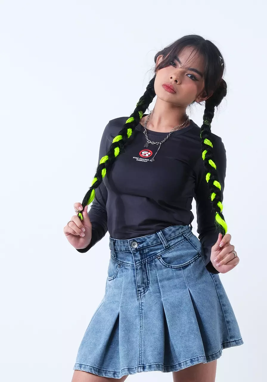 Kaos Wanita Baby Tee Jen Grey