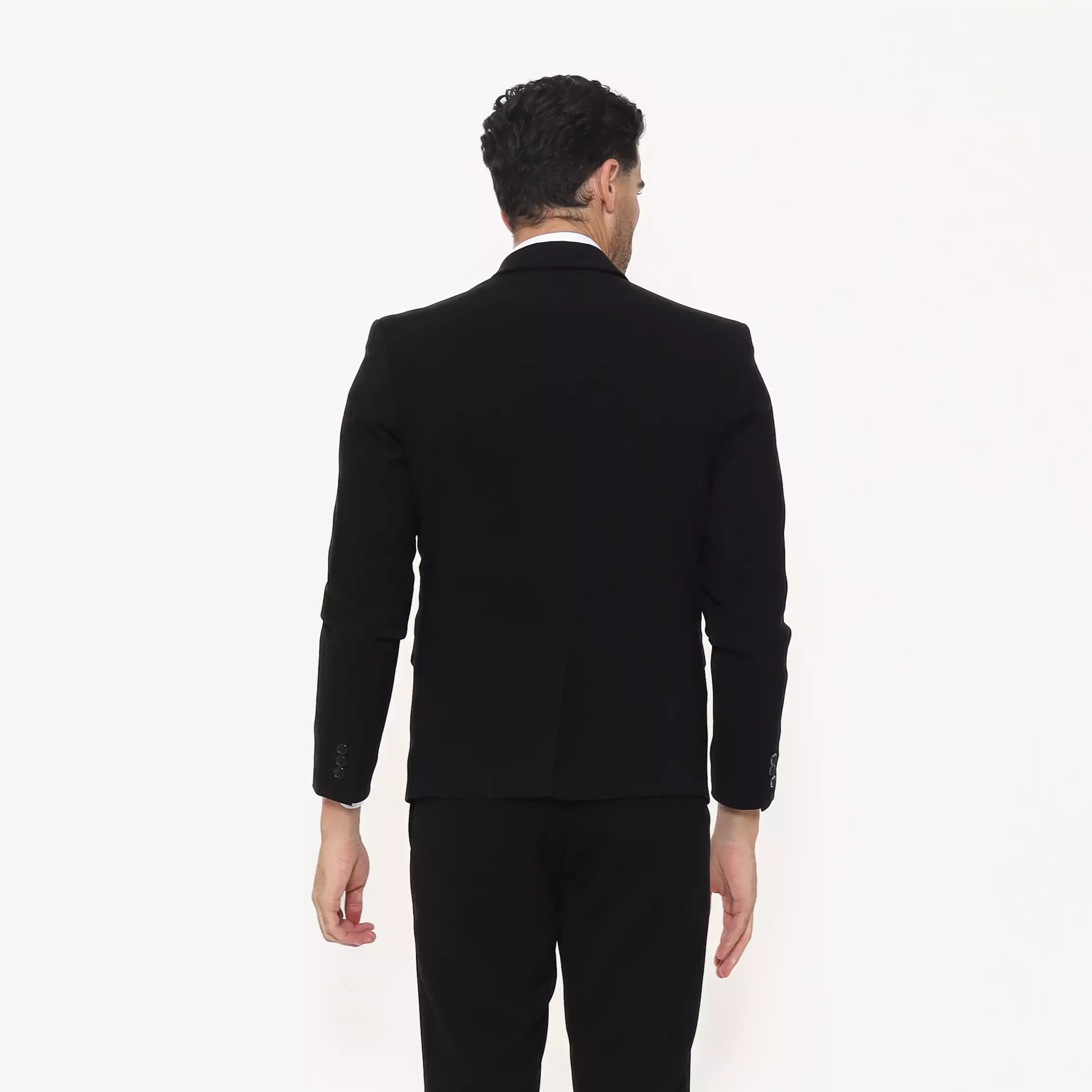 Lawell Jas Warna Jet Black Regular Fit Kancing Satu – Motif Garis Halus – Keegan