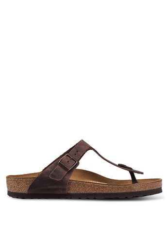 Birkenstock brown Gizeh Oiled Leather Sandals BI090SH0UCZPID_1