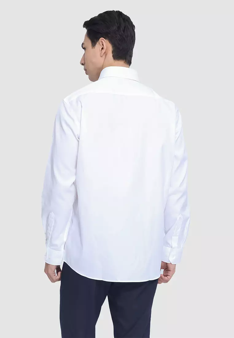 White Regular Fit Long Sleeve Shirt