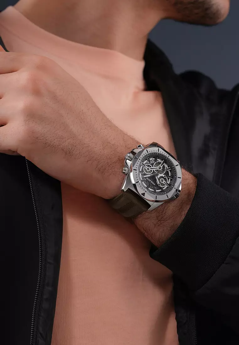 Police Electrical Brown Leather Analog Quartz Watch For Men PPEWGF0054501