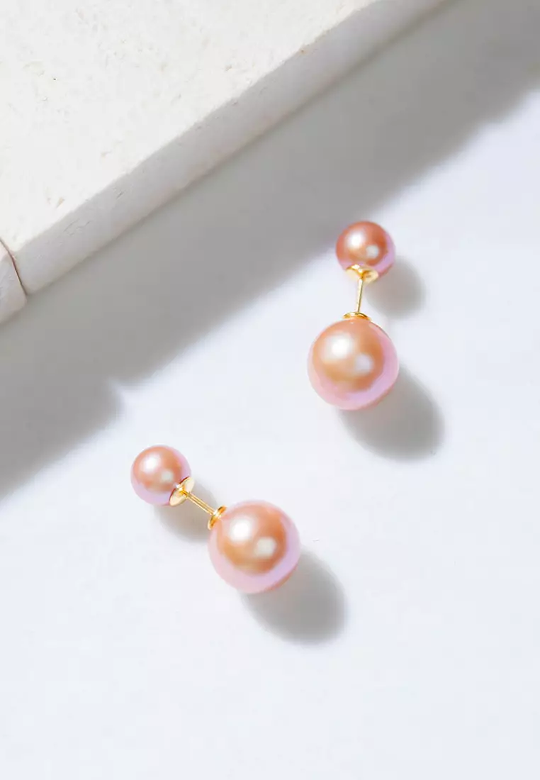 Real pink pearl earrings outlet