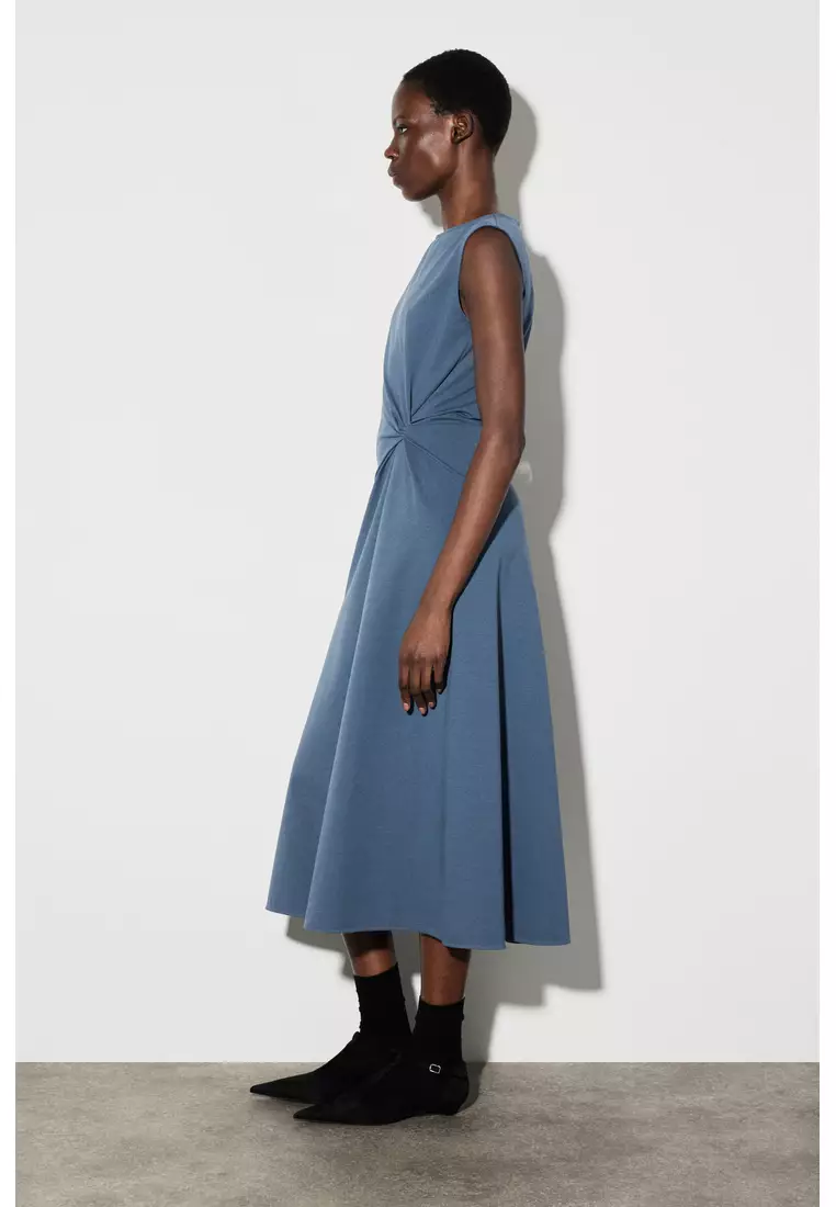 TWIST-DETAIL JERSEY MIDI DRESS