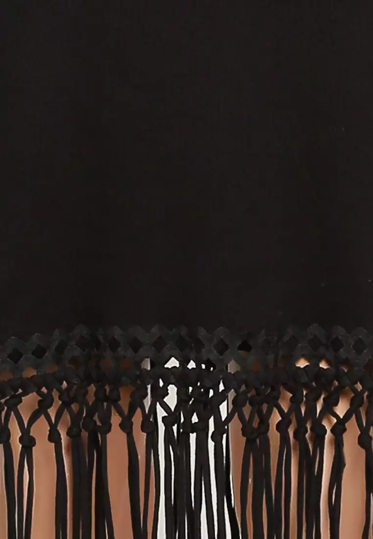 Solle Fringe Jersey Halter Neck Dress