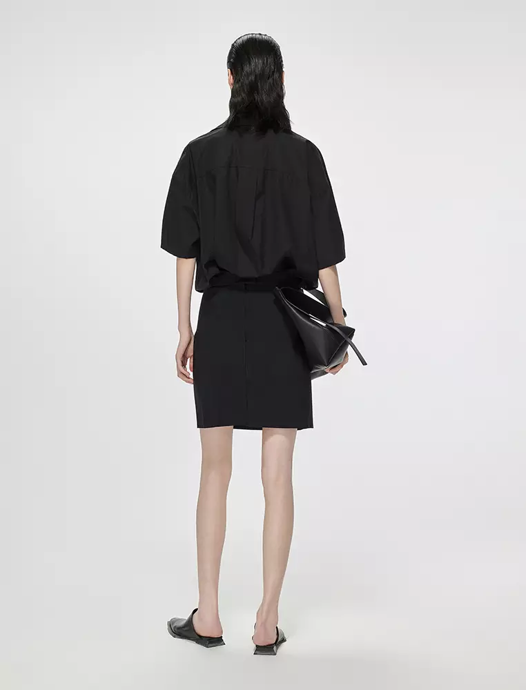 Poplin X-Line Oversized Elegant Short Sleeve Dress