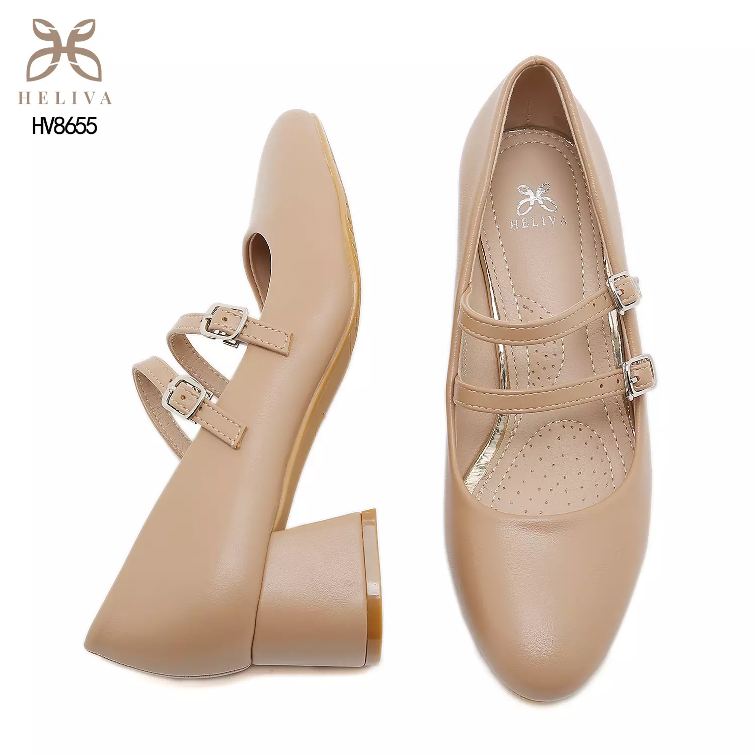HELIVA ANVERA Mary Jane Heels Double Strap Sol 4.5cm HV8655