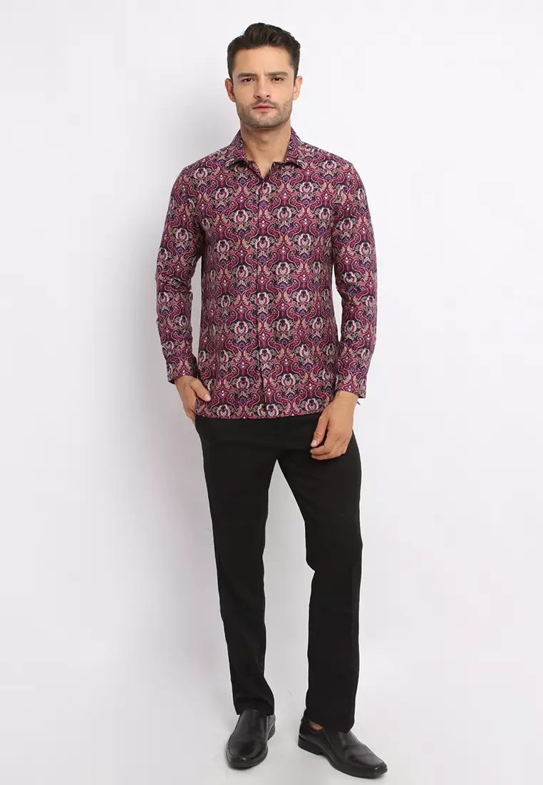 MAGINOT TADYA PURPLA Batik Slim Fit Lengan Panjang
