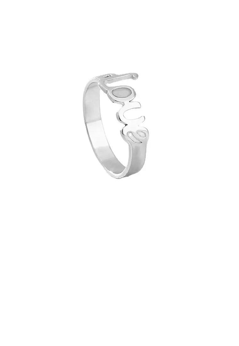 Simple and Romantic 316L Stainless Steel Love Alphabet Geometric Ring