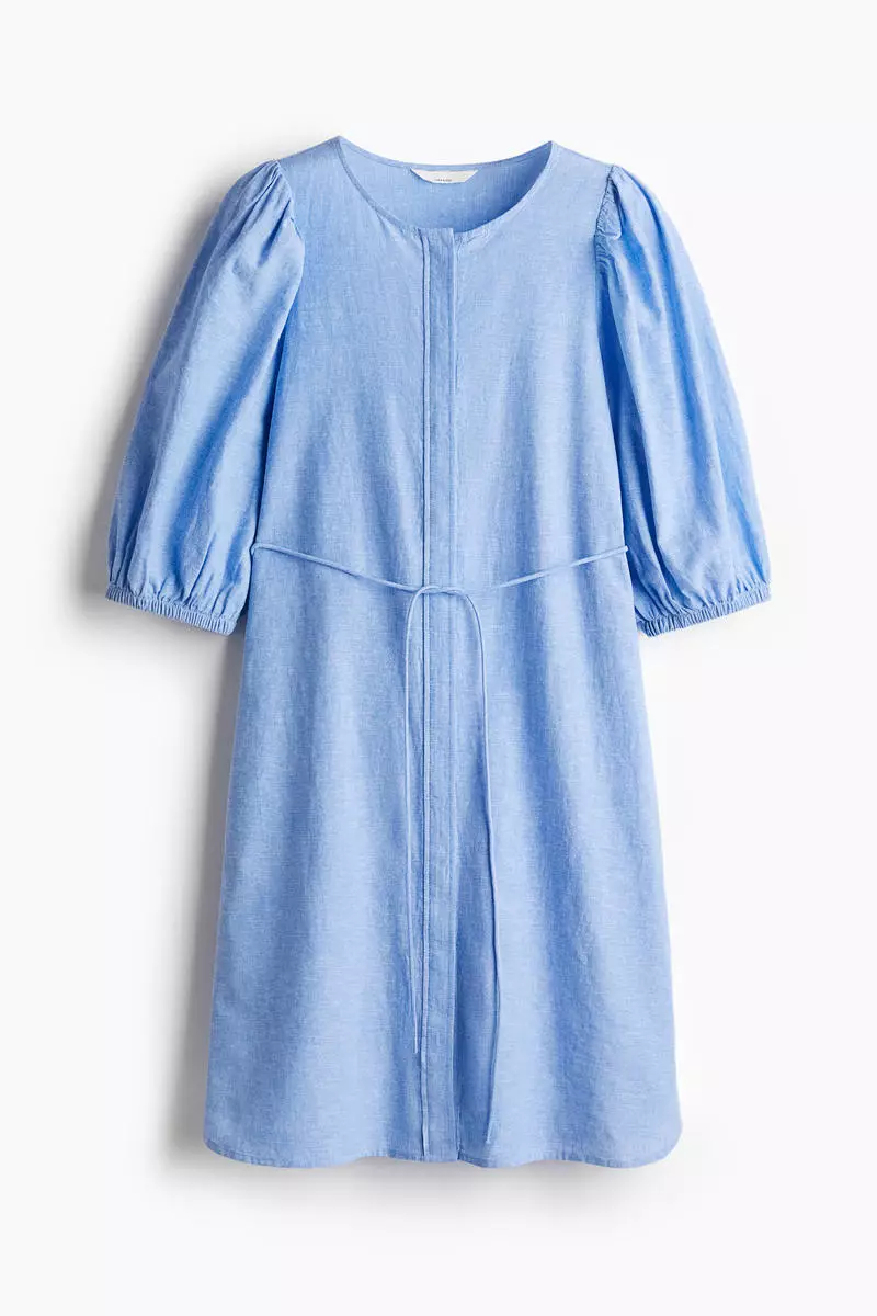 Linen-blend dress