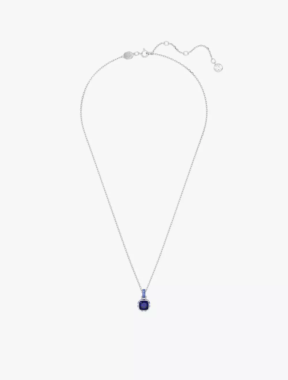 Birthstone Pendant, Square Cut, September, Blue, Rhodium Plated - Blue