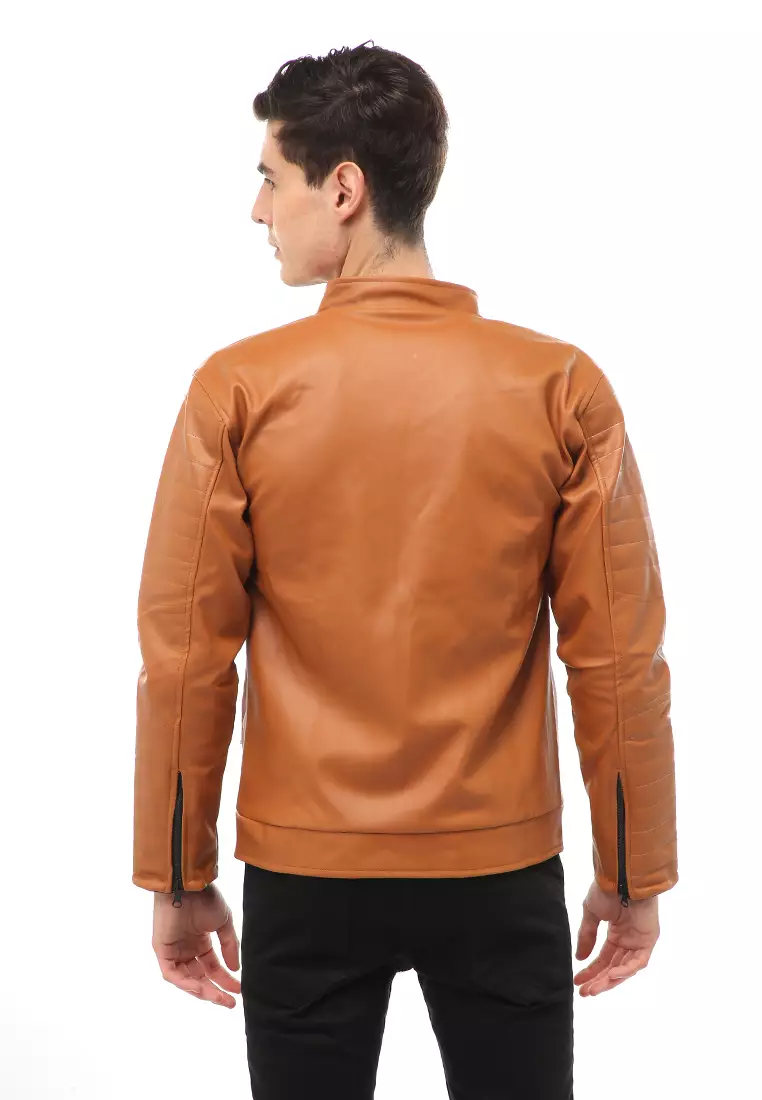 Halbert Outerwear Jaket Kulit Pria Waterproof & Windproof Material Leather ORIGINAL - Tan