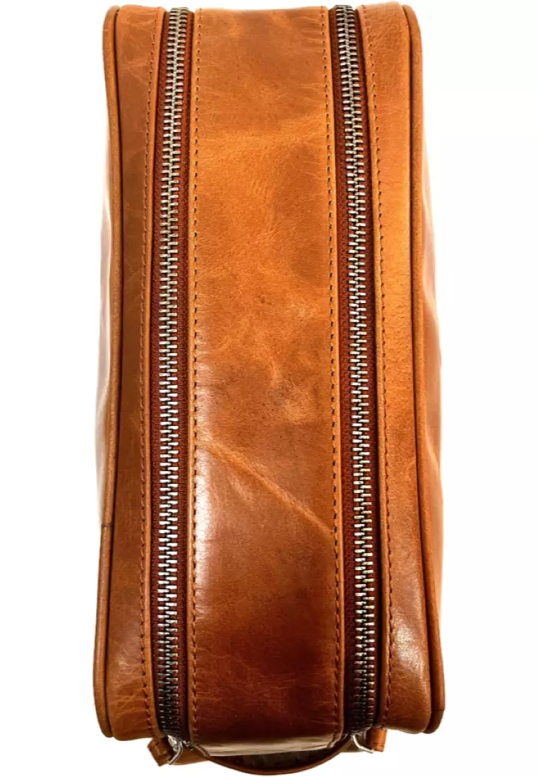 Leather clutch for Men - Leather Bag -Travel Bag-Toilet bag- Wristlet for Men - J0071 BROWN