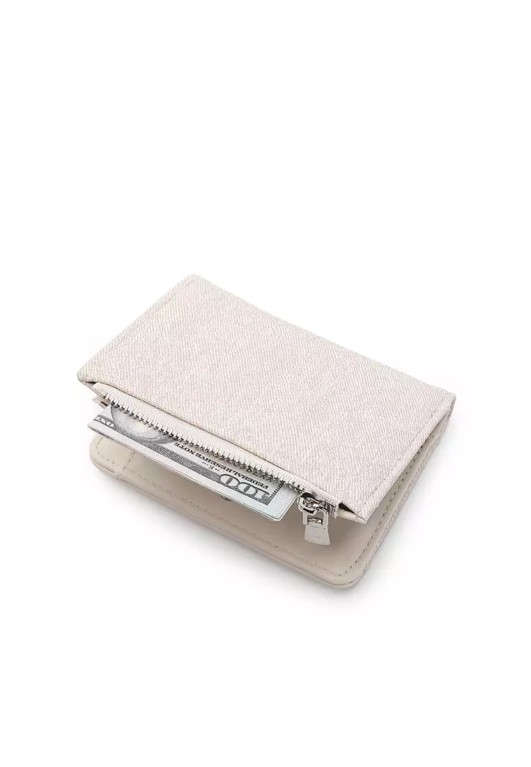 Women's 2 in 1 Purse/Wallet With Coin Compartment (Dompet Wanita 2 in 1 dengan Kompartmen Koin) - Putih