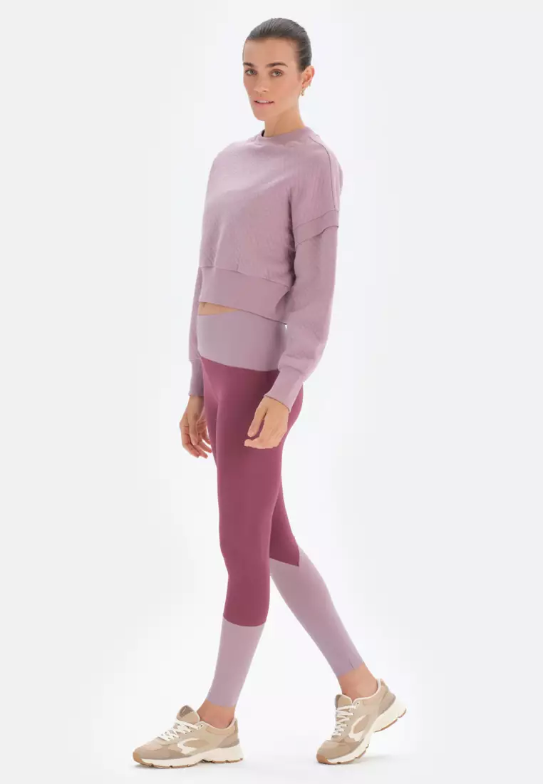 Lilac Sweatshirt, Crew Neck, Cropped, Long Sleeve Activewear for Women