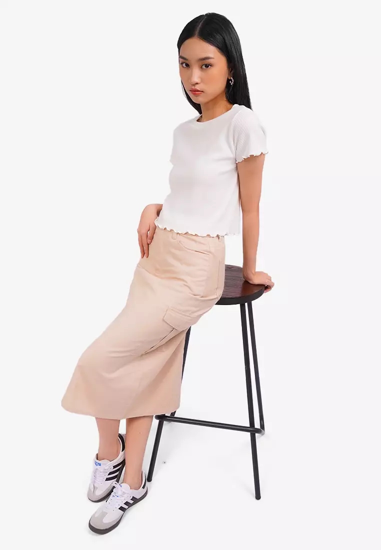 Midi Skirt with Cargo Pocket