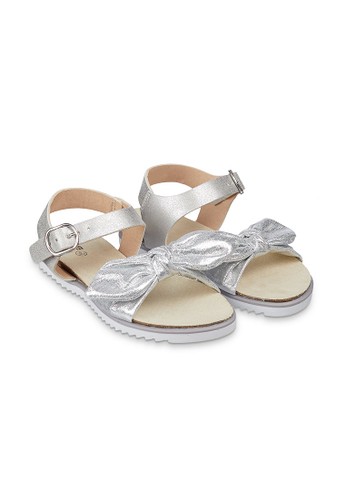 Mothercare silver Mothercare Girls sparkly silver bow footbed sandals - Sandal Anak Perempuan 00A45KSDC383FAGS_1