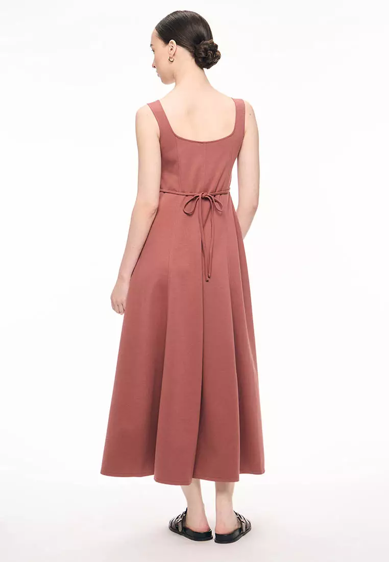 Women's Knit Square Neck Panel Maxi Dress