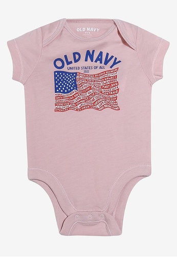 Old Navy pink Short Sleeves Flag Bodysuit BC82CKA382EA44GS_1