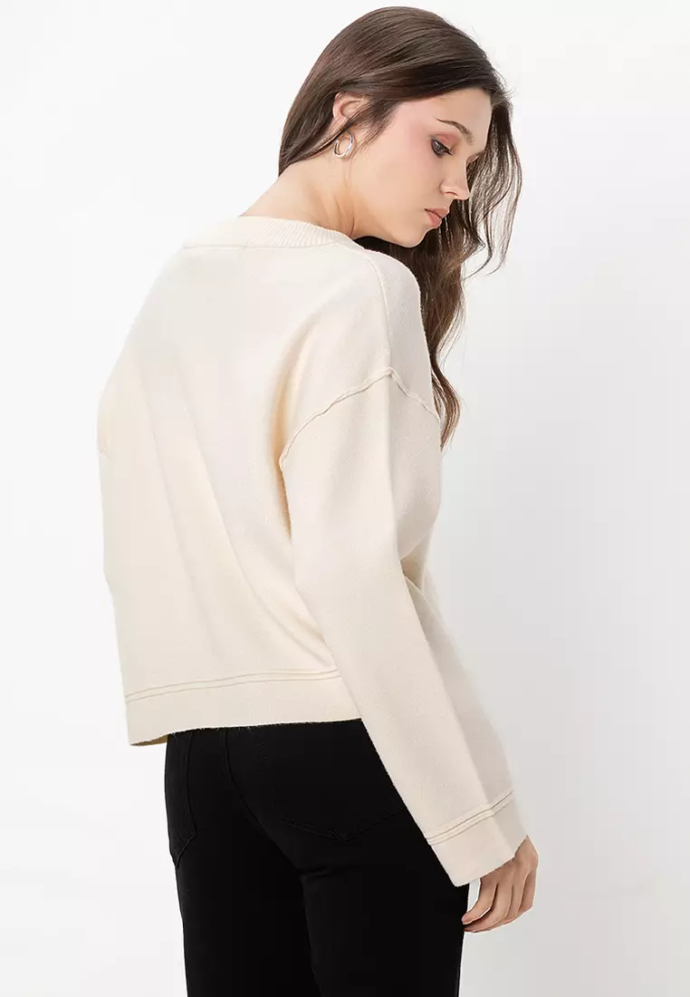 VERO MODA Vmgold Piping LS V-Neck Long Pull - Maglione Lavorato A Maglia Per Donna, Scollo A V, Maniche Lunghe