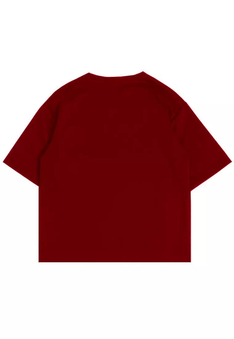 MTR86 Kaos Oversize Bahan Tebal Tulisan Jepang Scuba "thdy toa" Merah Maroon