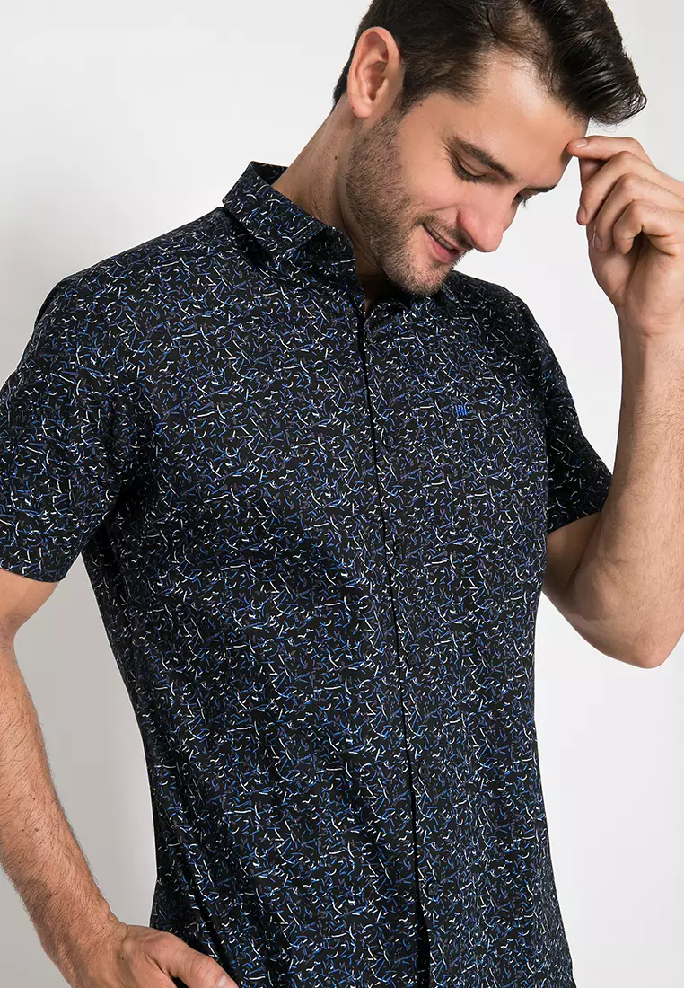 Johnwin - Kemeja Formal - Motif Abstrak - Hitam - FSH.650.K392.869.CSS