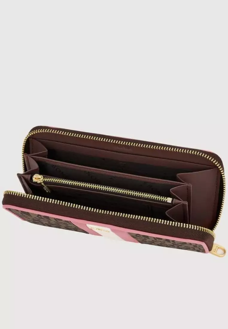 Eugenia Monogram Zipper Long Wallet Blush Pink