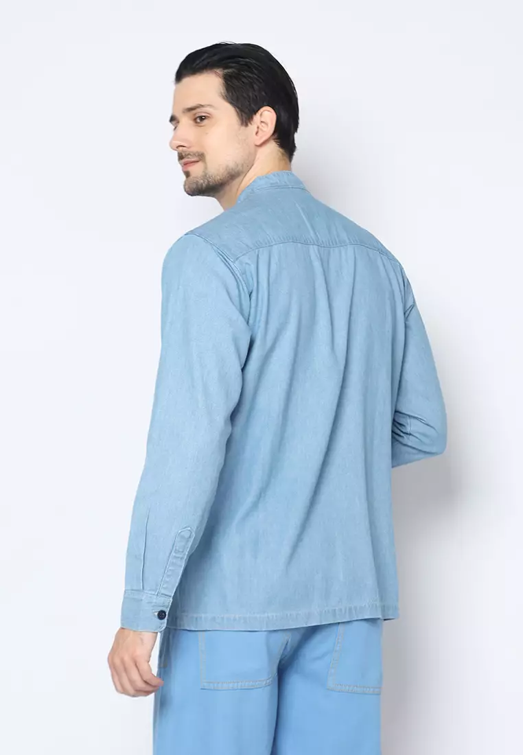 Kemeja Denim Skena L/S Krah Mandarin Saku Besar 182404