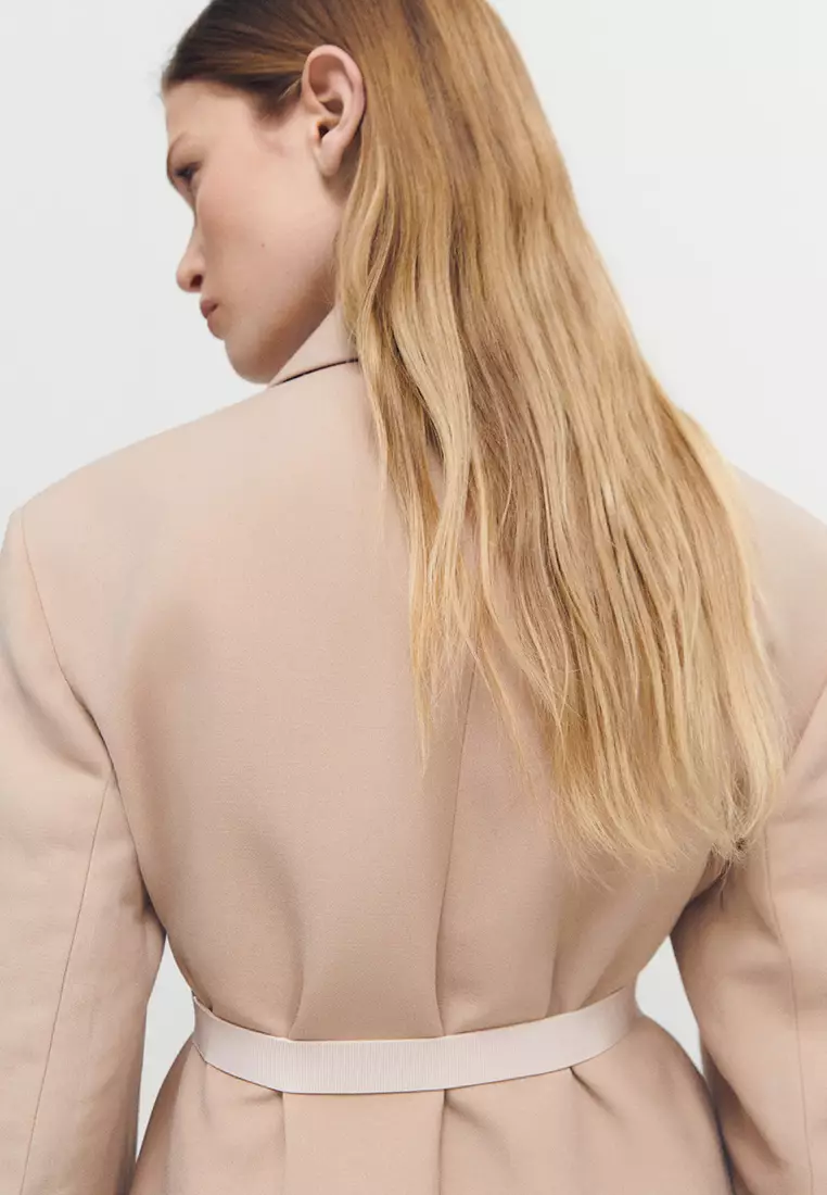 Structured Double Fabric Coat with Belt
