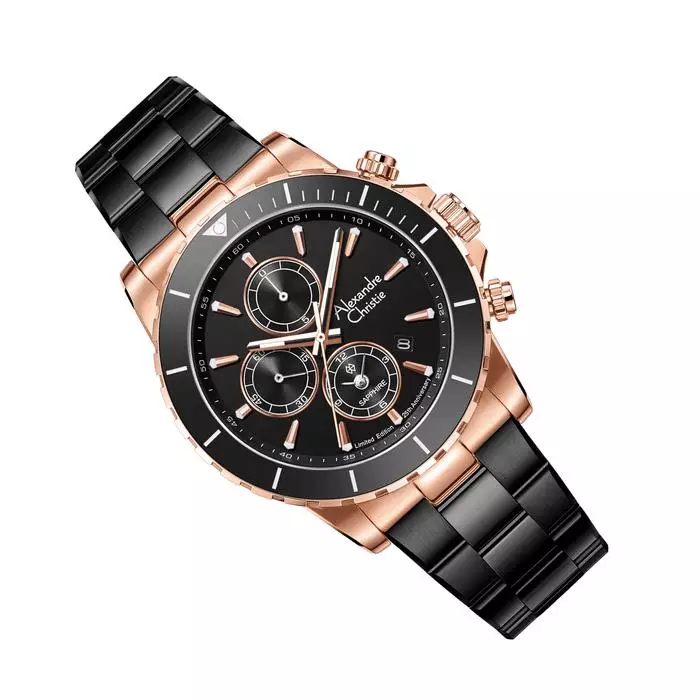 Alexandre Christie 6141 Limited Edition 25Thn Hitam Rosegold Cowok