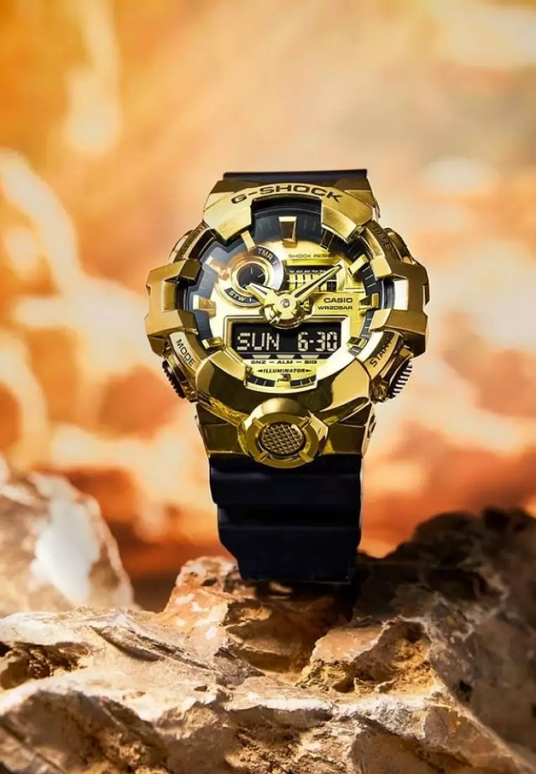 Casio G-Shock Gold Dial Black Resin Strap Men Watch GM-700G-9ADR